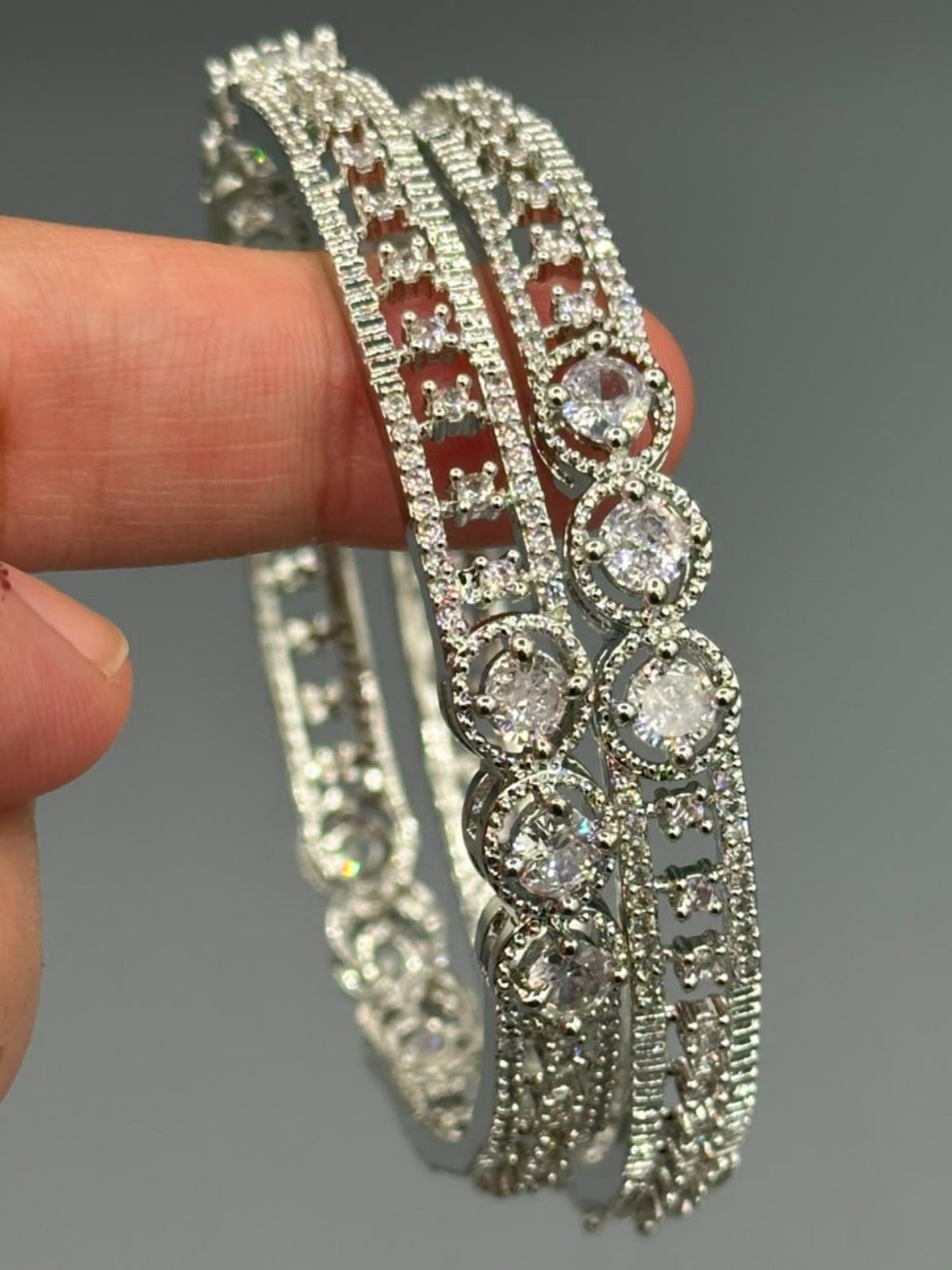 Silver-H&A Jewellery One Carat Silver Rhodium Plated Bangles