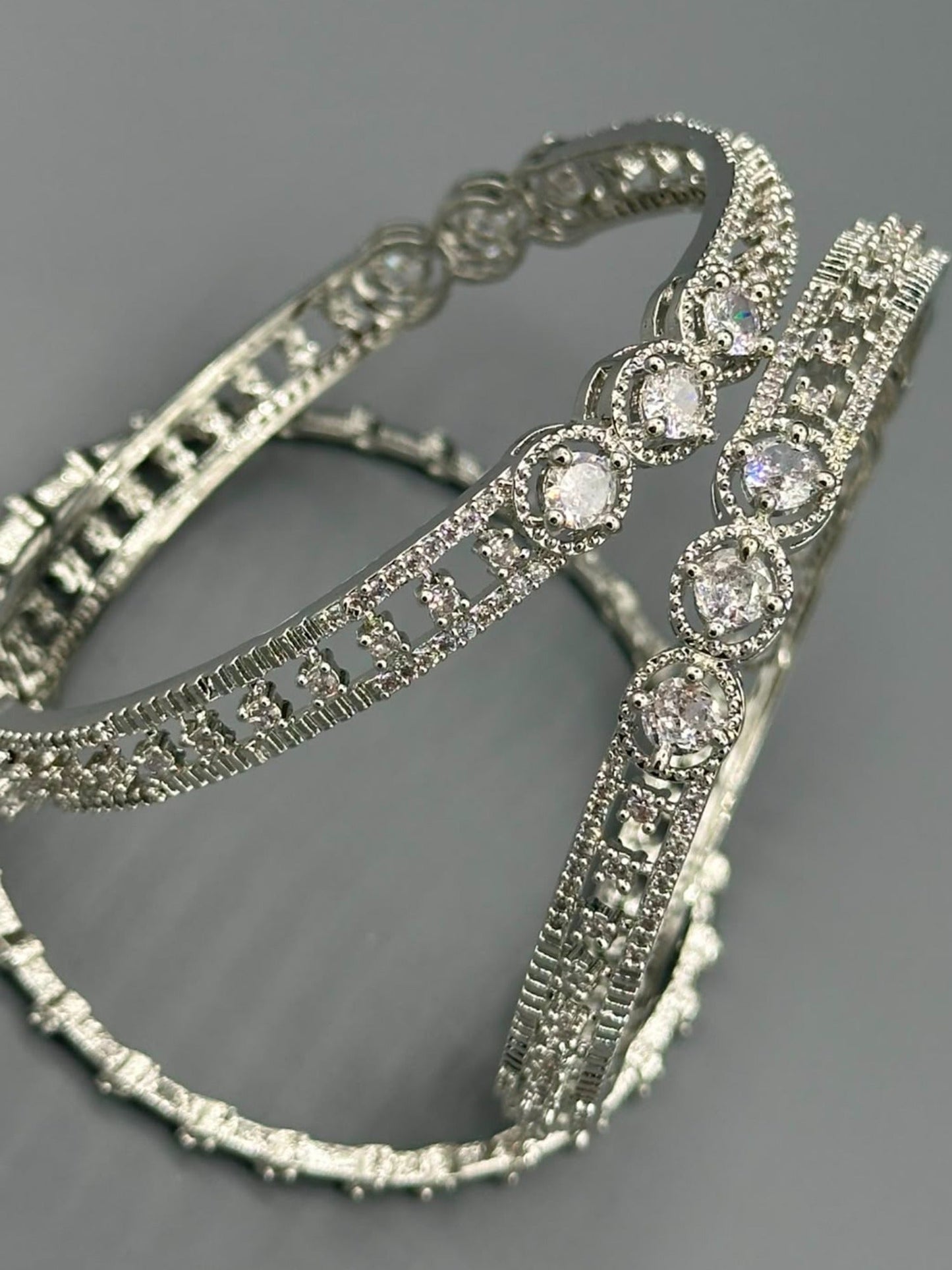Silver-H&A Jewellery One Carat Silver Rhodium Plated Bangles