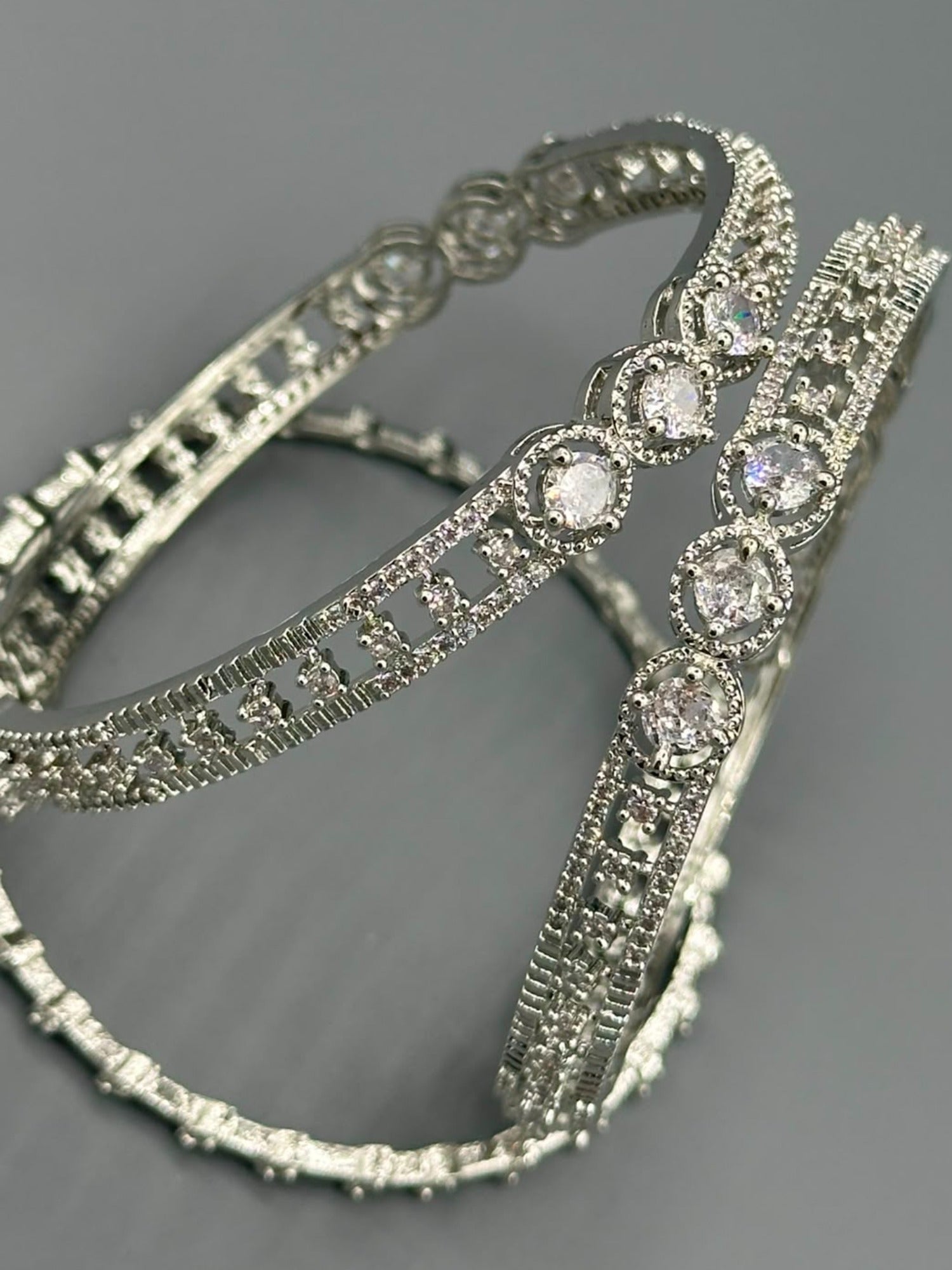 Silver-H&A Jewellery One Carat Silver Rhodium Plated Bangles