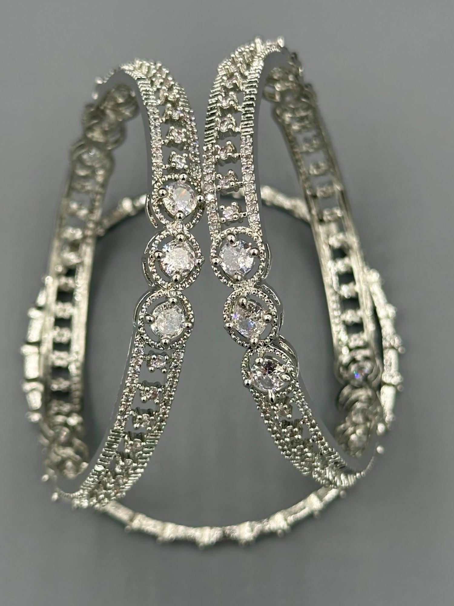 Silver-H&A Jewellery One Carat Silver Rhodium Plated Bangles