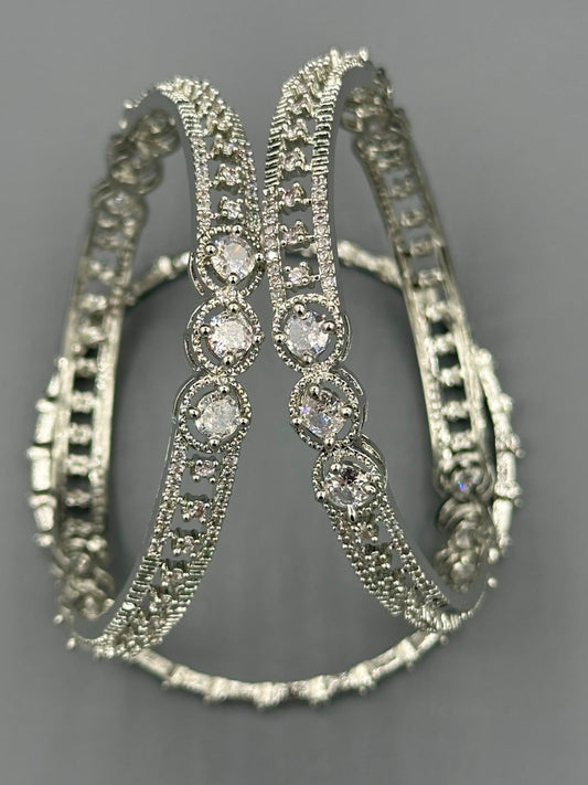 Silver-H&A Jewellery One Carat Silver Rhodium Plated Bangles