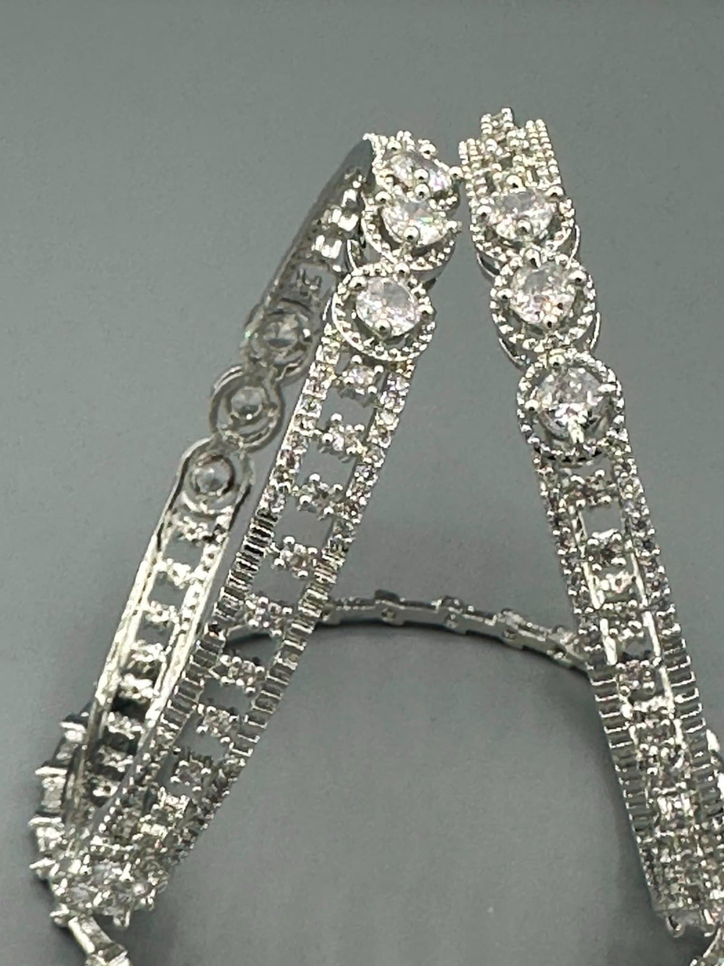 Silver-H&A Jewellery One Carat Silver Rhodium Plated Bangles