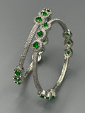 Green and Silver-H&A Jewellery One Carat Silver Rhodium Plated Bangles
