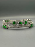 Green and Silver-H&A Jewellery One Carat Silver Rhodium Plated Bangles