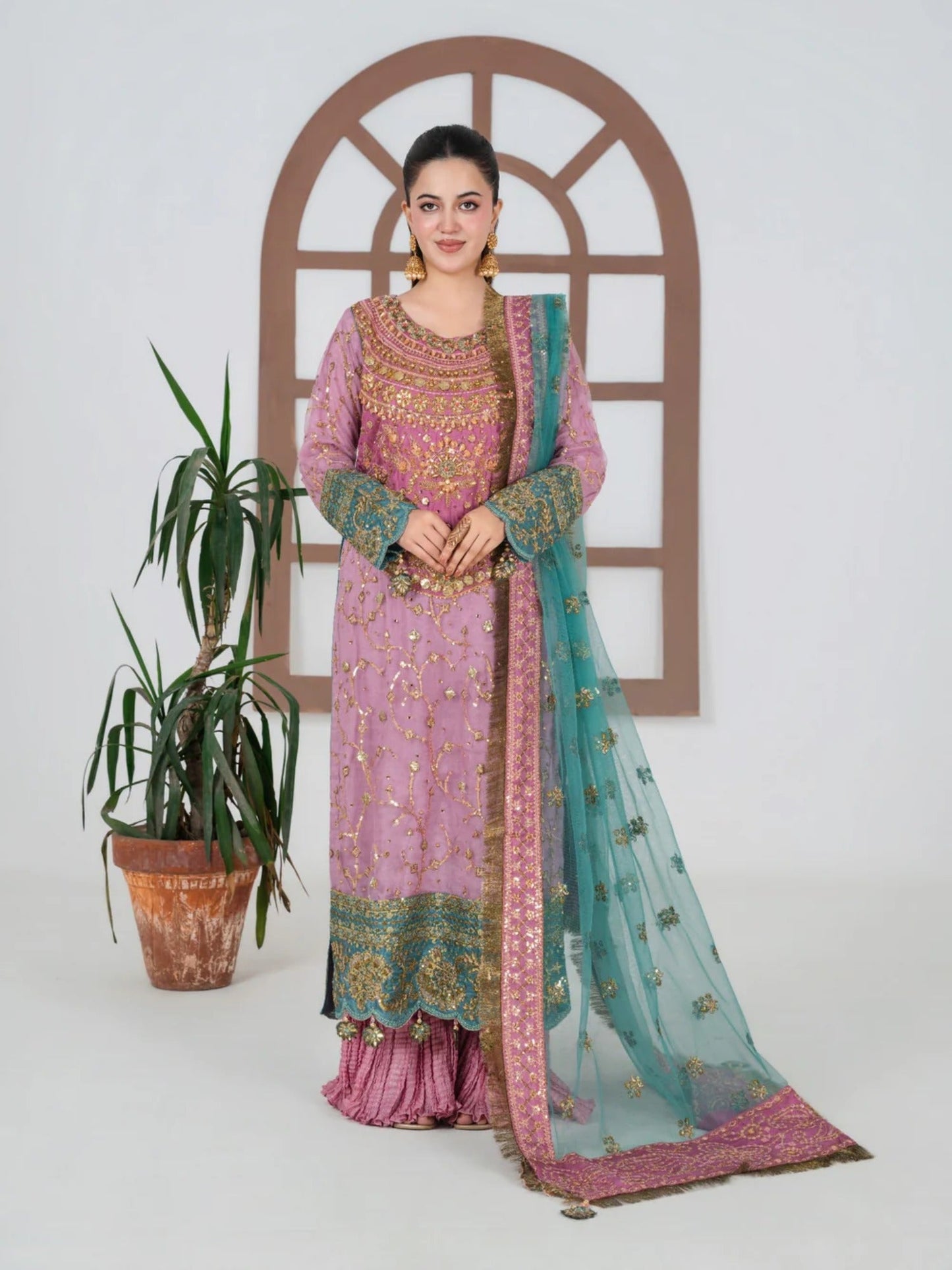 Pink Sara Jahan Net Embroidered Sharara-SJ-1027