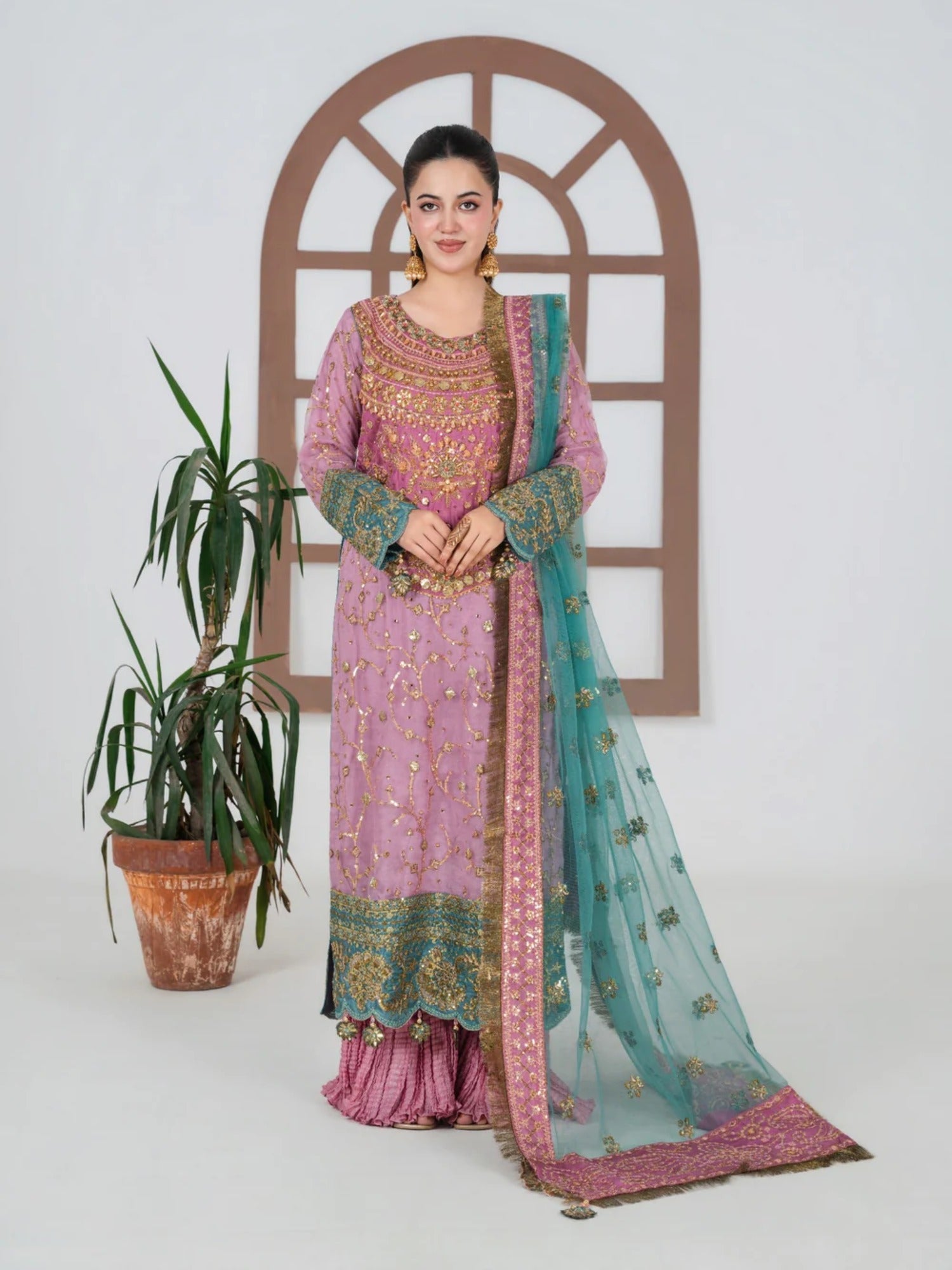 Pink Sara Jahan Net Embroidered Sharara-SJ-1027