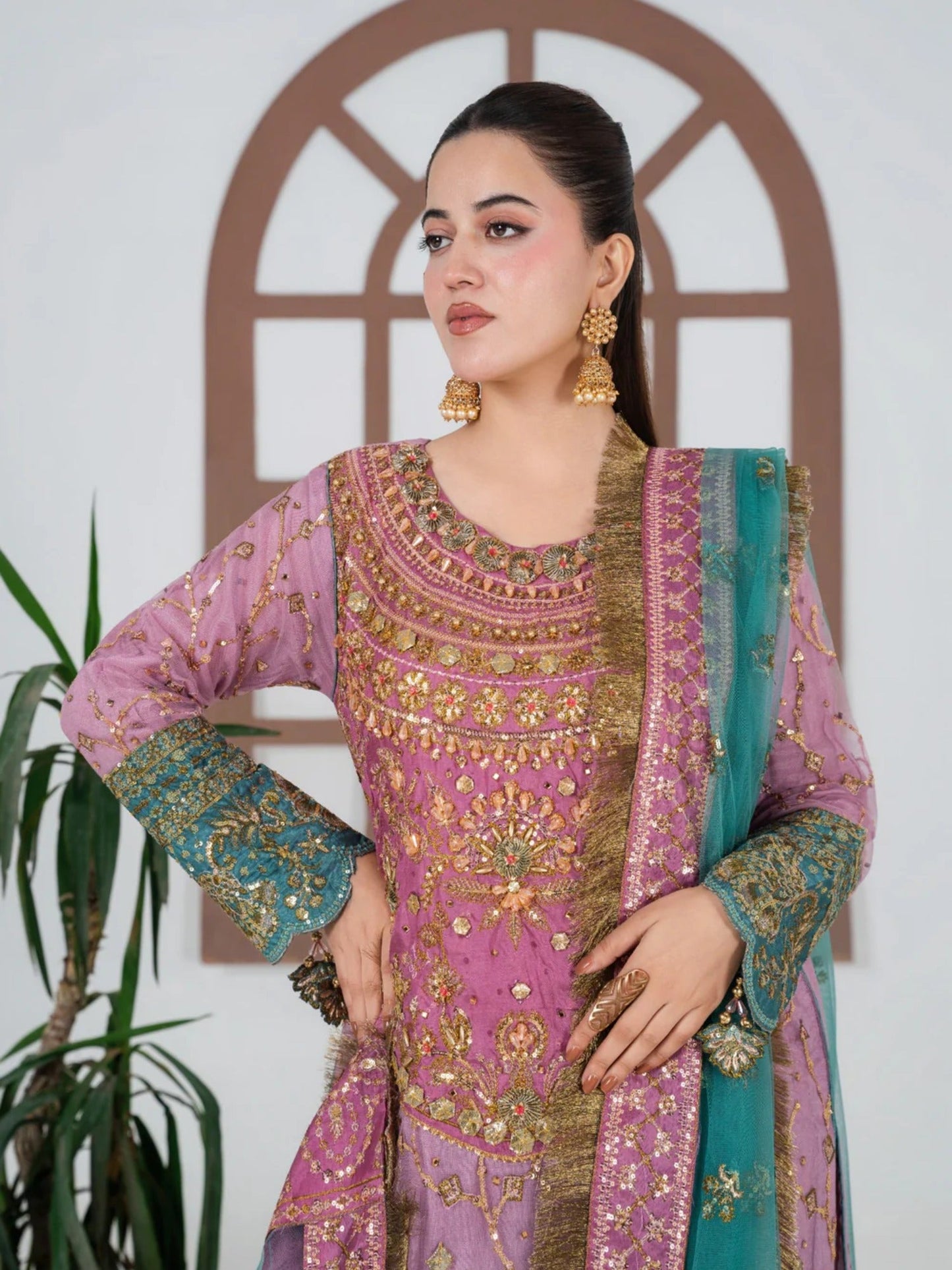 Pink Sara Jahan Net Embroidered Sharara-SJ-1027