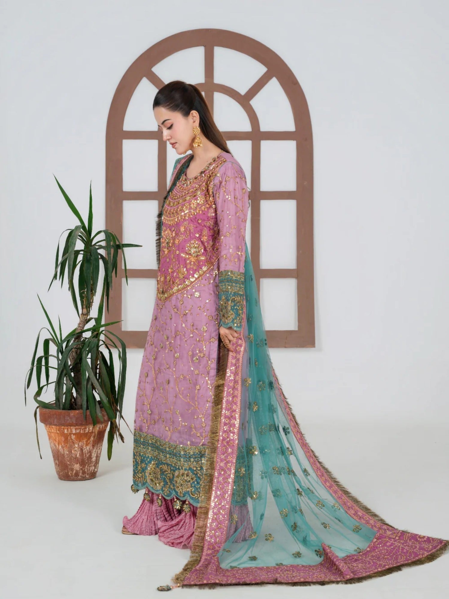 Pink Sara Jahan Net Embroidered Sharara-SJ-1027