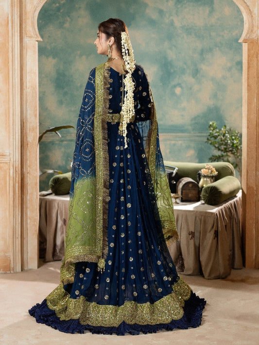 Blue Sara Jahan Chiffon Embroidered Maxi-SJ-1020