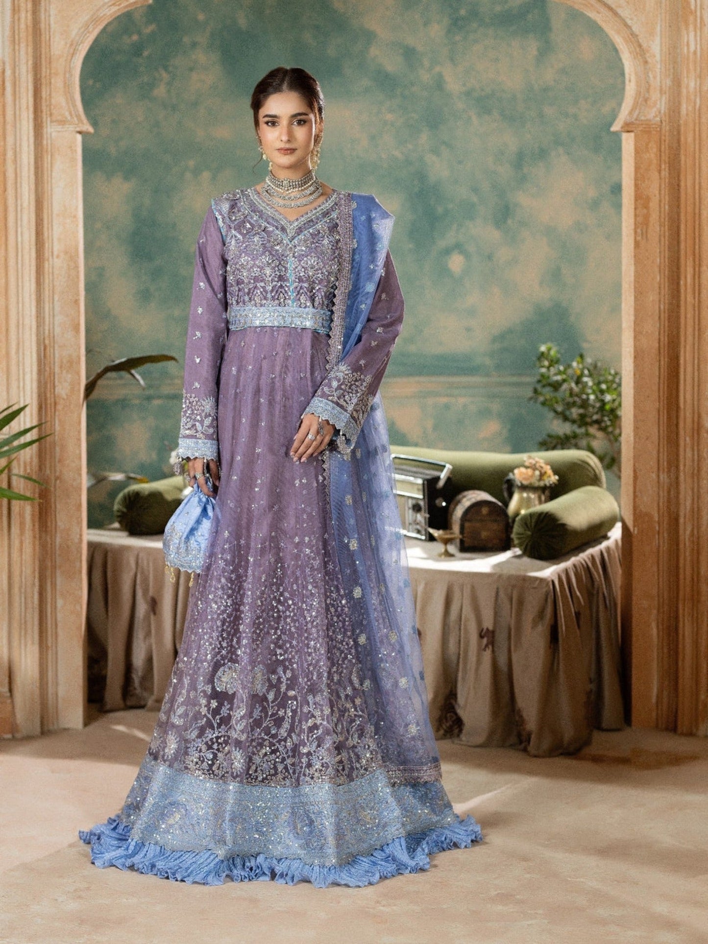 Lilac Sara Jahan Net Embroidered Maxi-SJ-1024