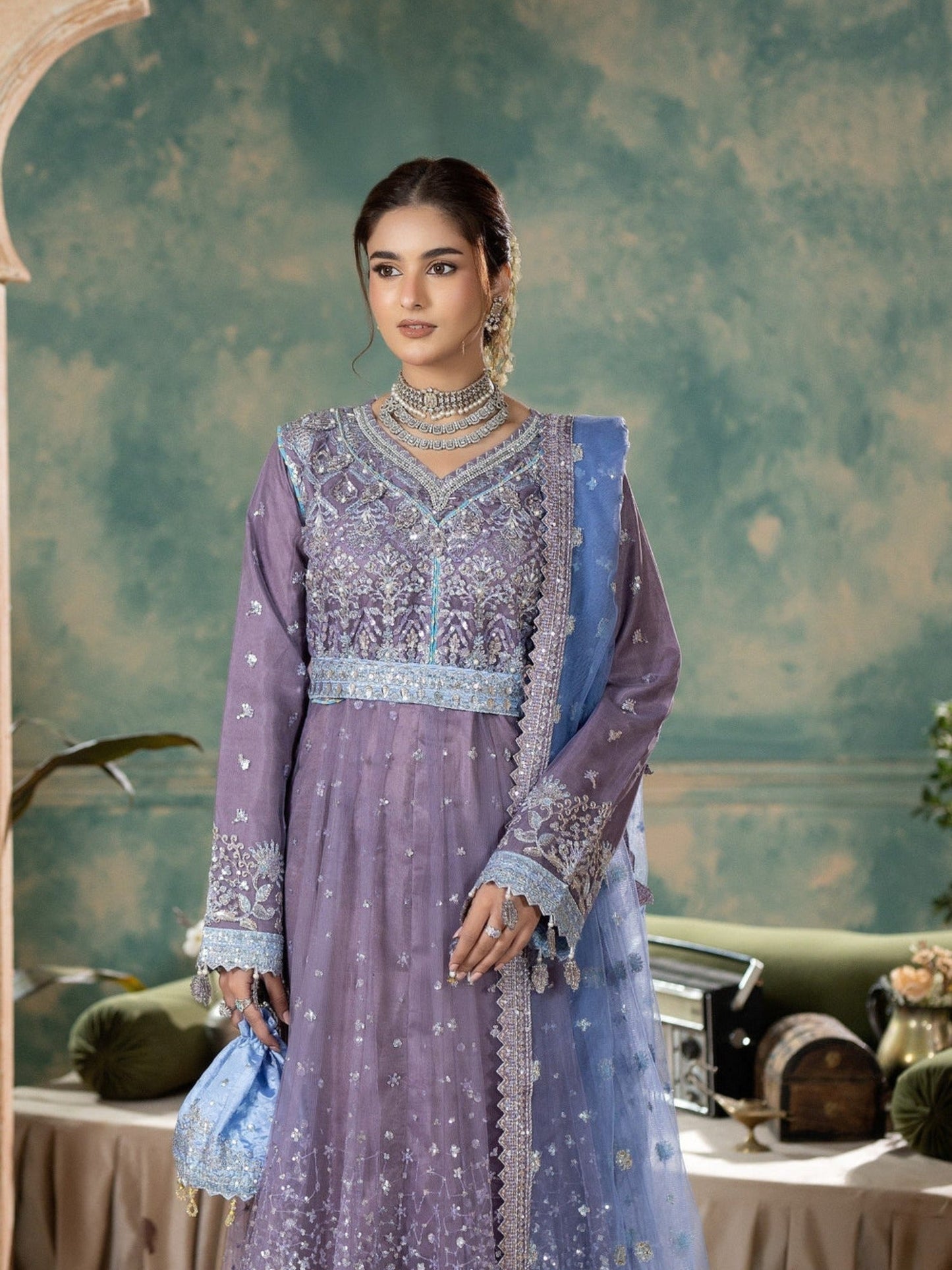 Lilac Sara Jahan Net Embroidered Maxi-SJ-1024