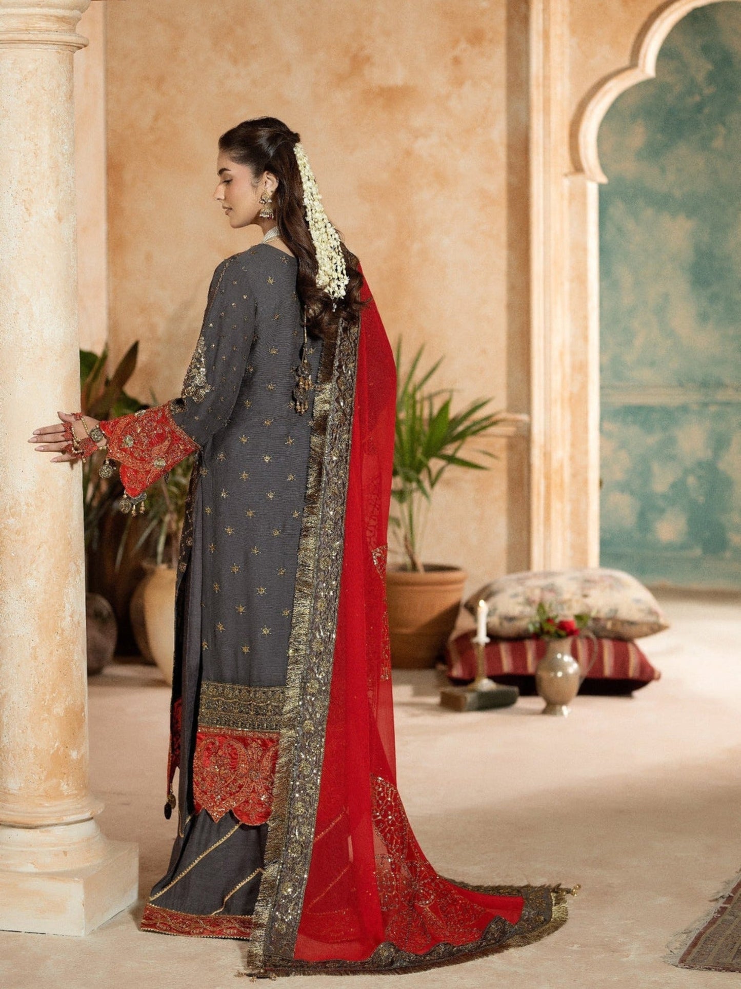 Grey Sara Jahan Chiffon Embellished Sharara-SJ-1030