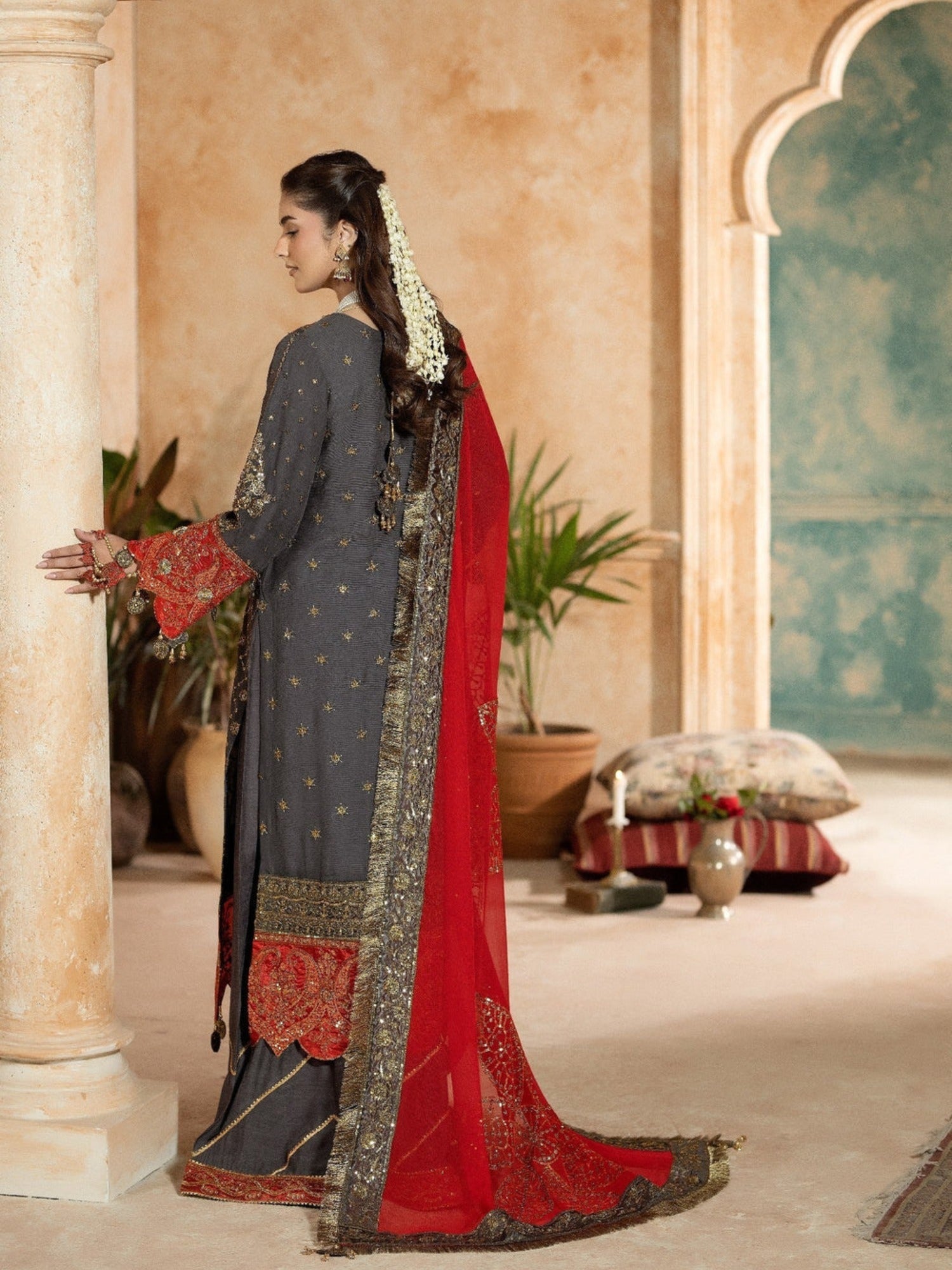 Grey Sara Jahan Chiffon Embellished Sharara-SJ-1030