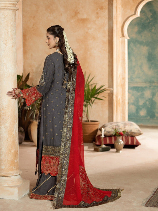 Grey Sara Jahan Chiffon Embellished Sharara-SJ-1030