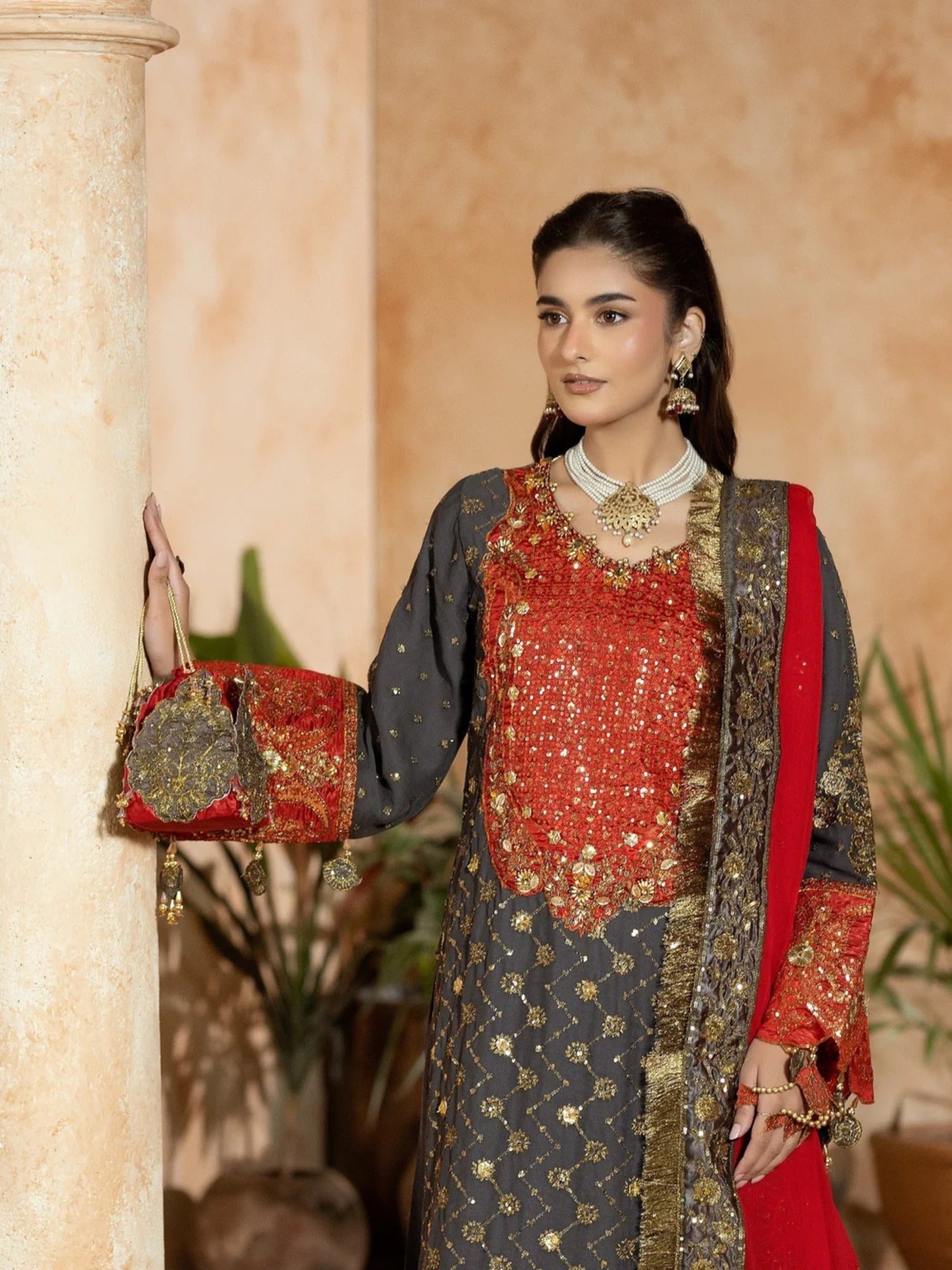 Grey Sara Jahan Chiffon Embellished Sharara-SJ-1030