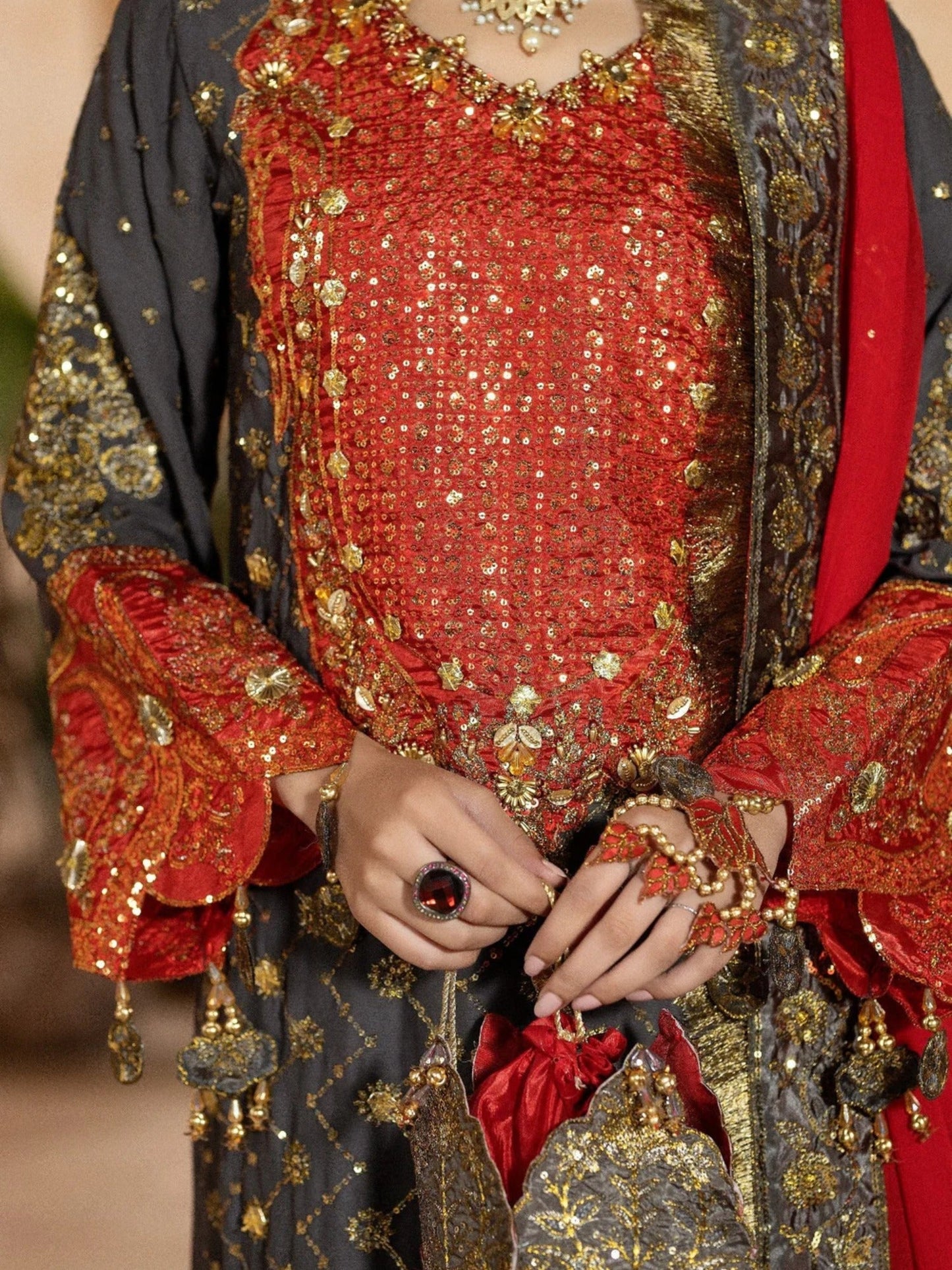 Grey Sara Jahan Chiffon Embellished Sharara-SJ-1030