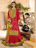 Red Sara Jahan Chiffon Embroidered Lehenga Set-SJ-1029