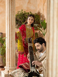 Red Sara Jahan Chiffon Embroidered Lehenga Set-SJ-1029