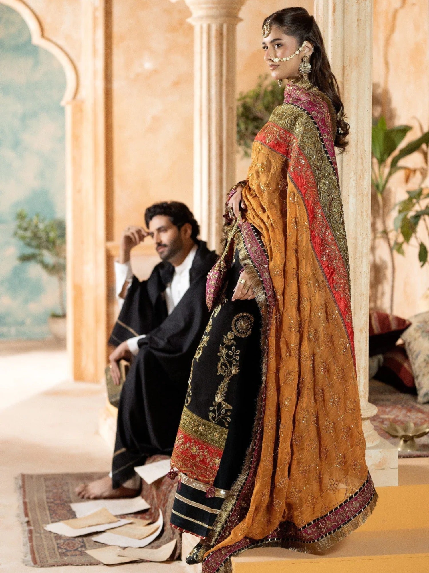Black Sara Jahan Chiffon Embroidered Stitched 4-Piece Suit-SJ-1019