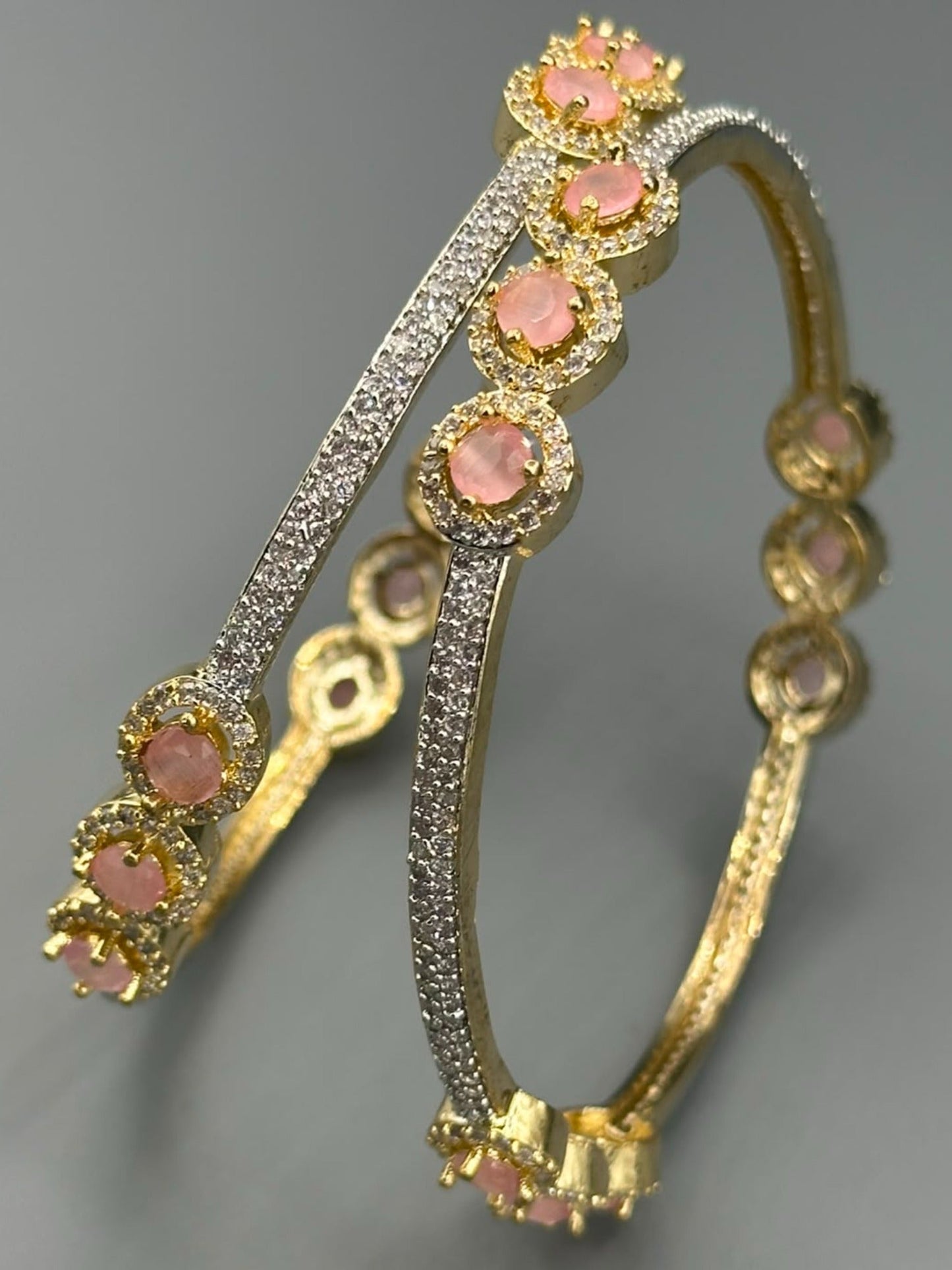 Golden pink and Silver-H&A Jewellery One Carat Silver Rhodium Plated Bangles