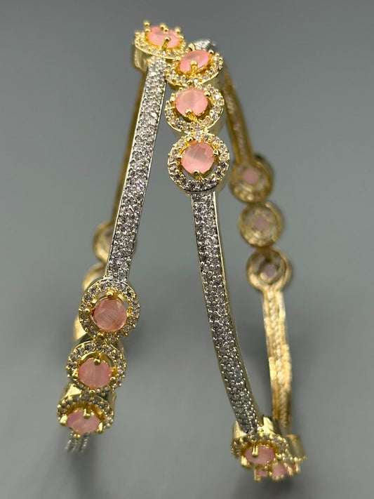 Golden pink and Silver-H&A Jewellery One Carat Silver Rhodium Plated Bangles