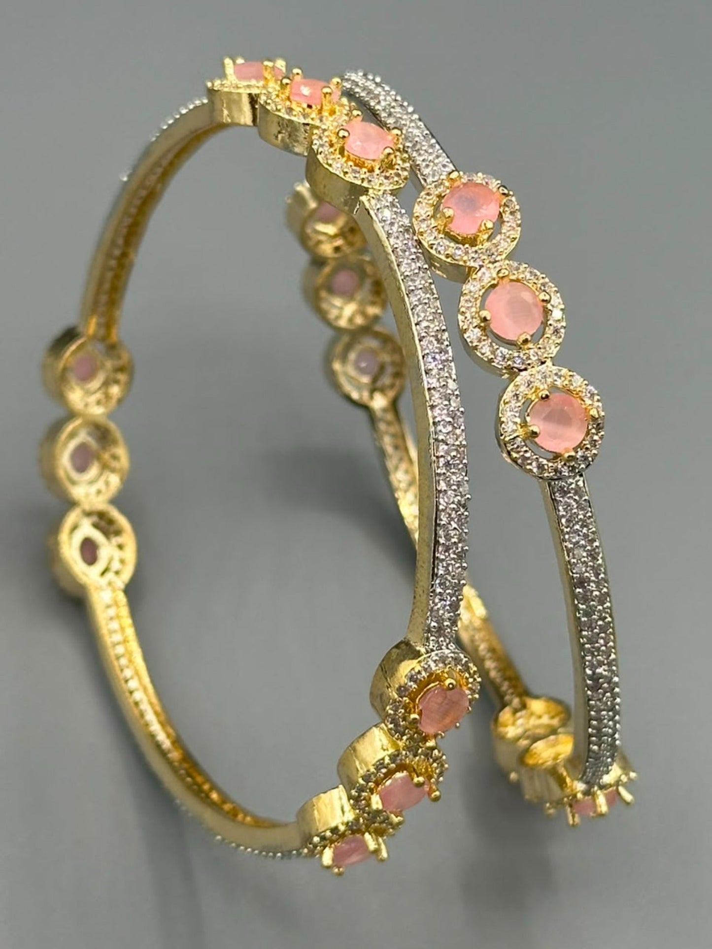 Golden pink and Silver-H&A Jewellery One Carat Silver Rhodium Plated Bangles