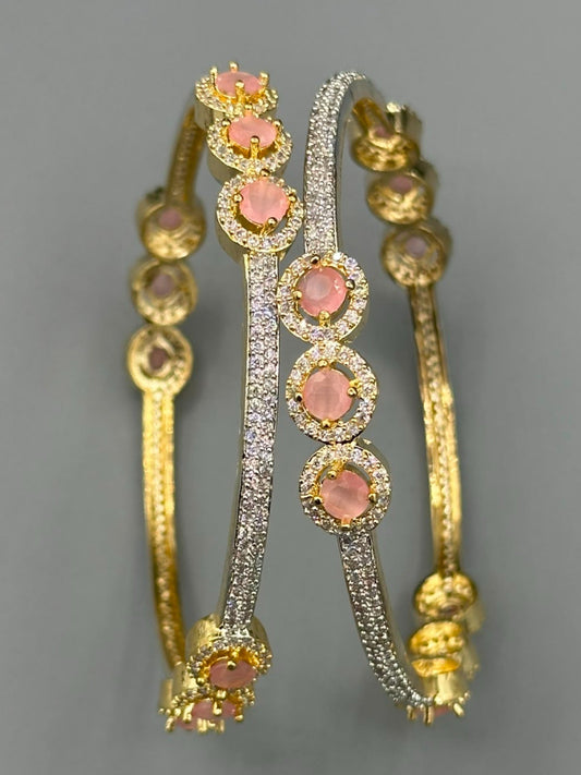 Golden pink and Silver-H&A Jewellery One Carat Silver Rhodium Plated Bangles
