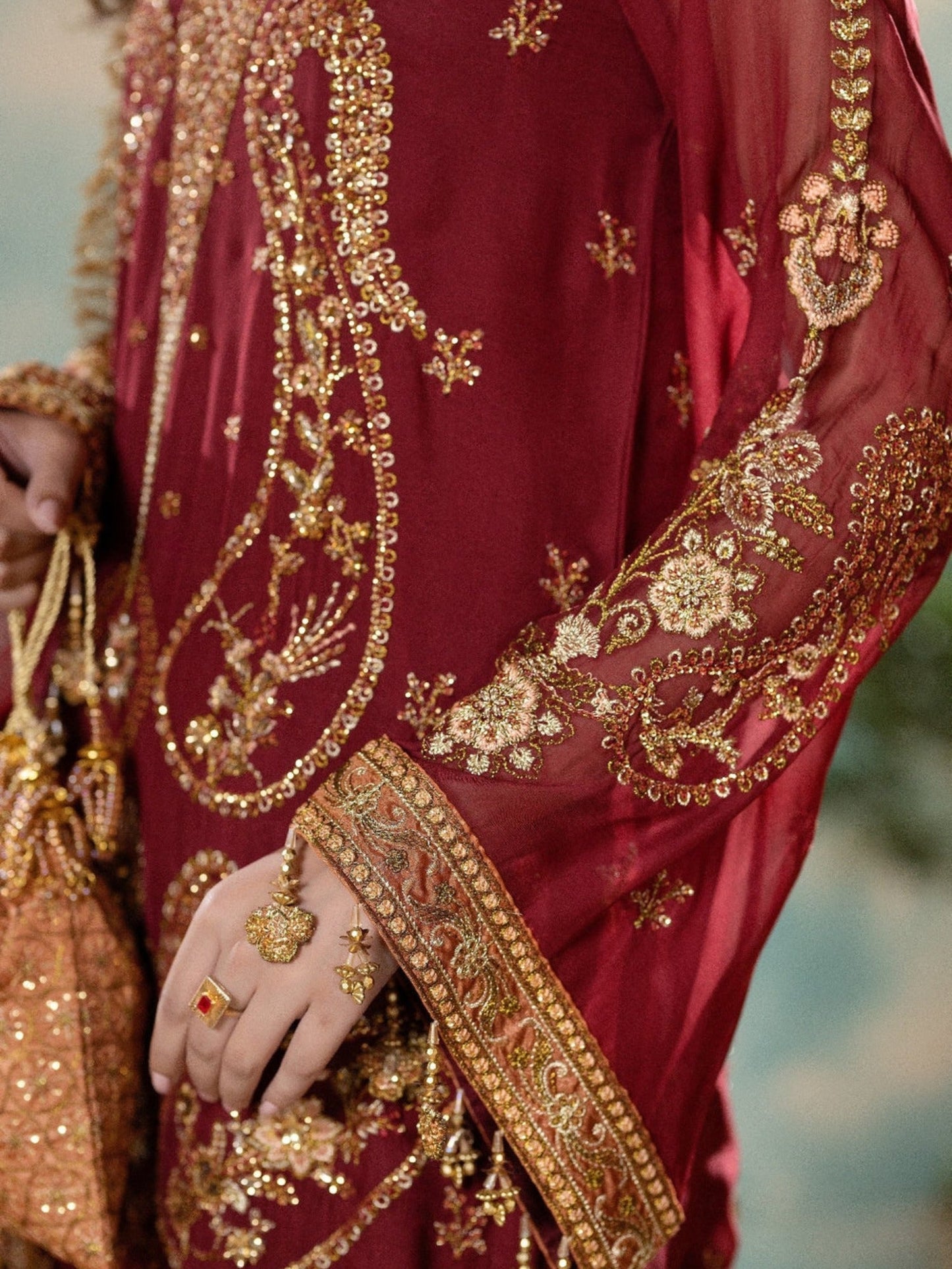 Maroon Sara Jahan Chiffon Embroidered Stitched 4-Piece Suit-SJ-1025
