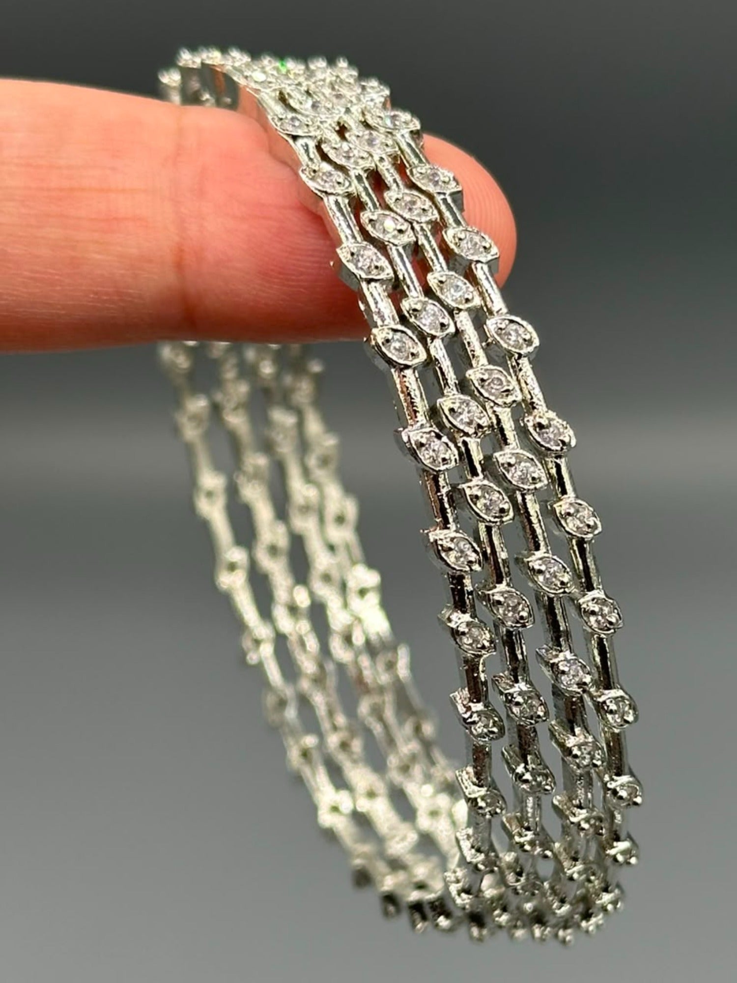 Silver-H&A Jewellery One Carat Silver Rhodium Plated Bangles