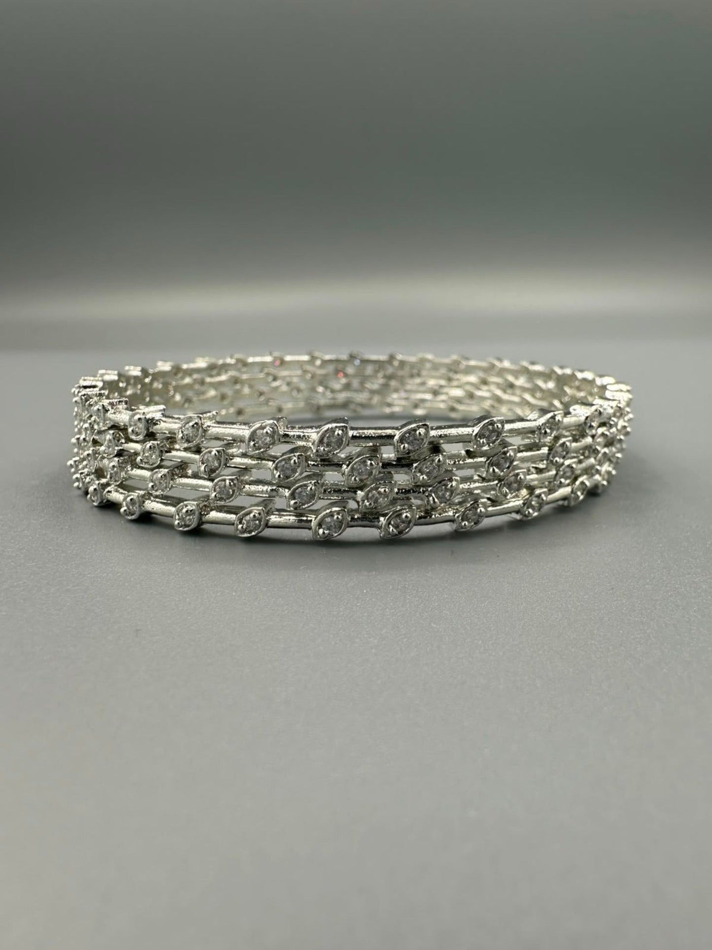 Silver-H&A Jewellery One Carat Silver Rhodium Plated Bangles