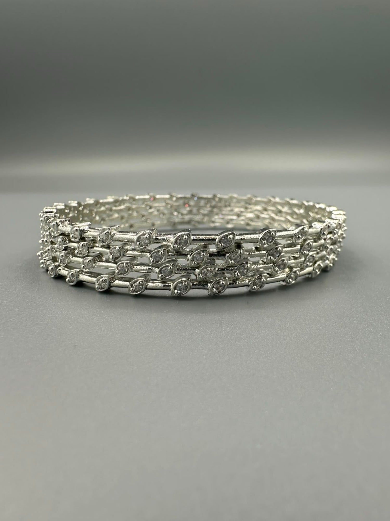 Silver-H&A Jewellery One Carat Silver Rhodium Plated Bangles