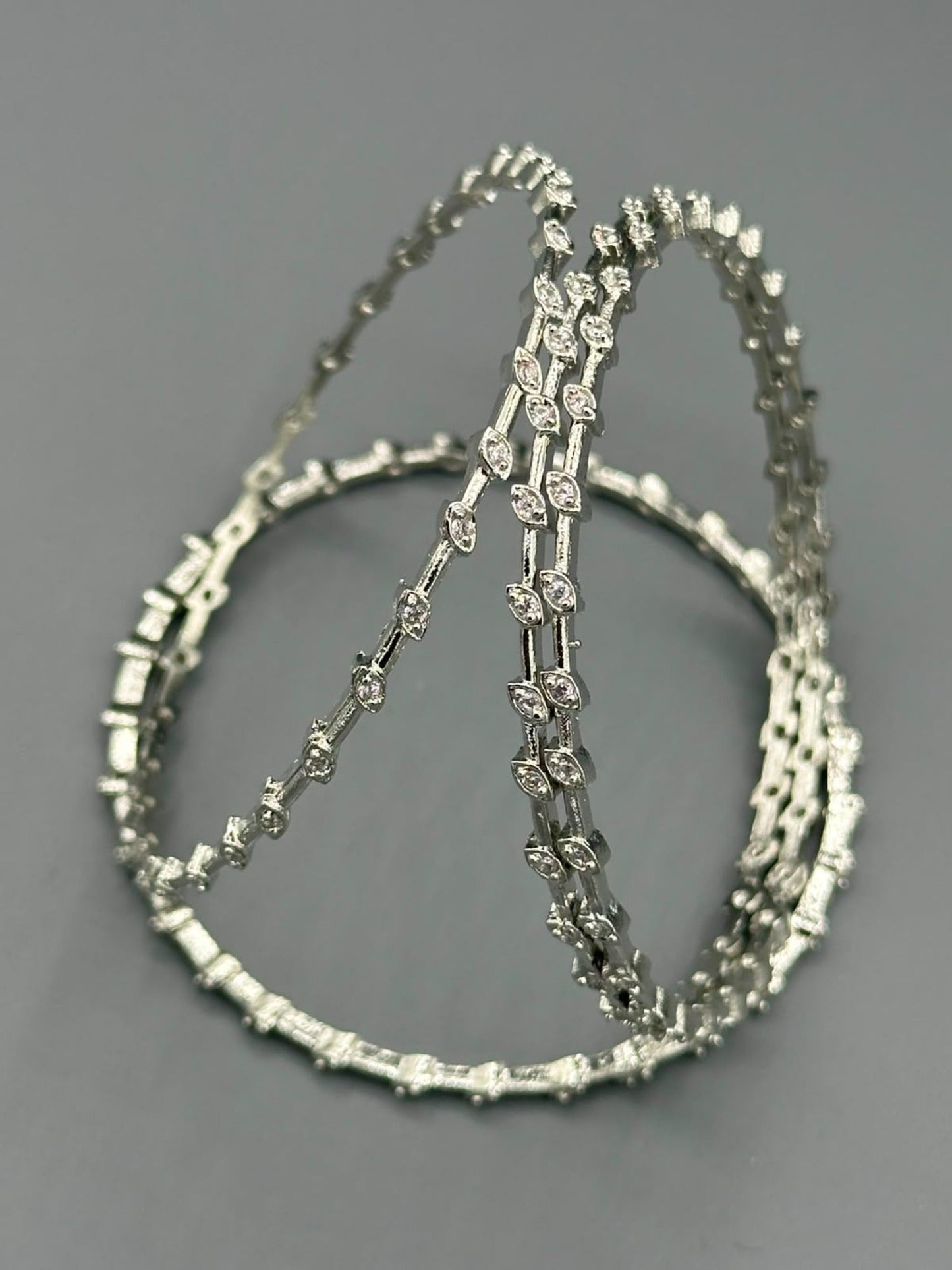 Silver-H&A Jewellery One Carat Silver Rhodium Plated Bangles