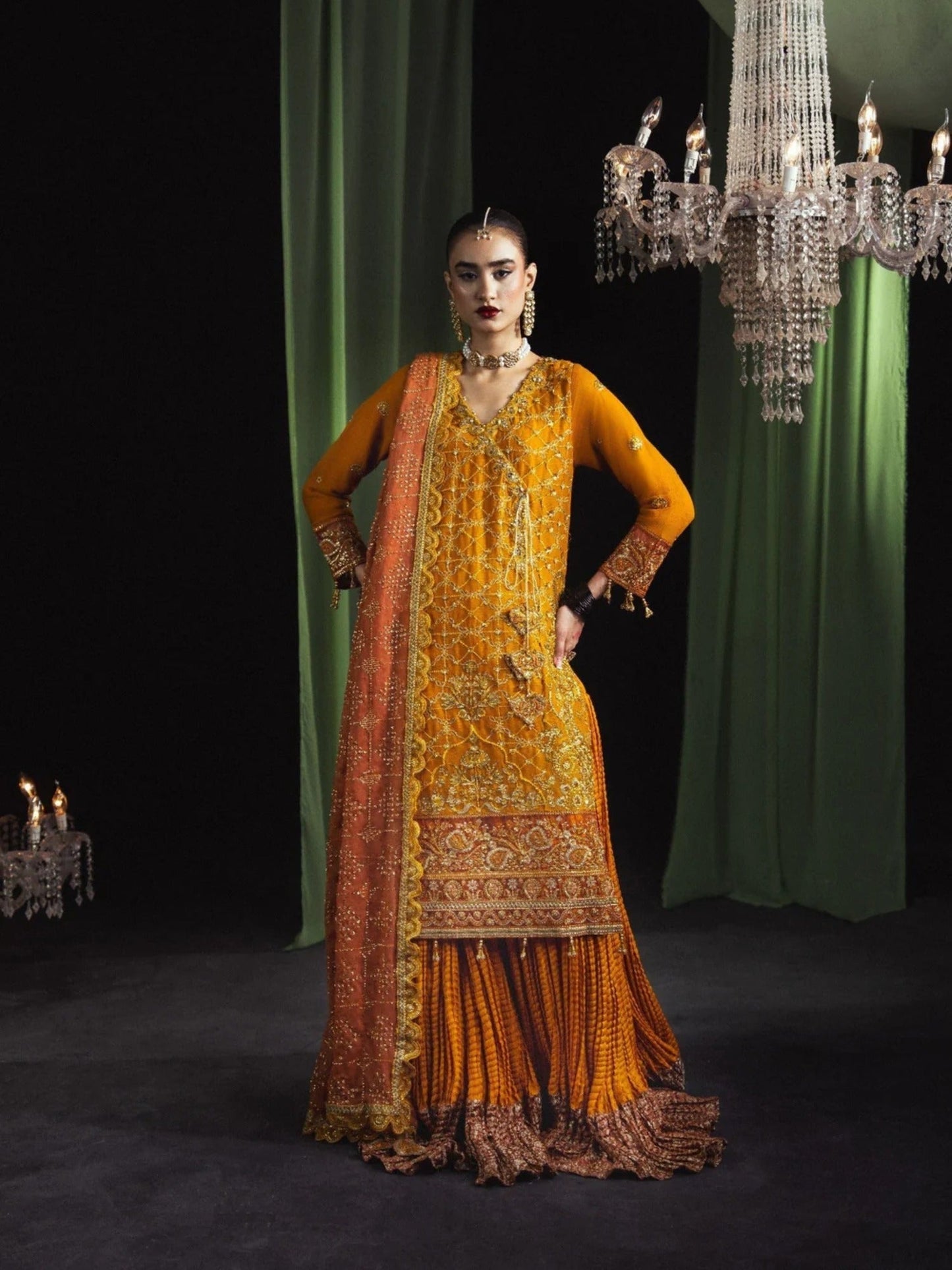 Sara Jahan Chiffon Embroidered Sharara-SJ-1004