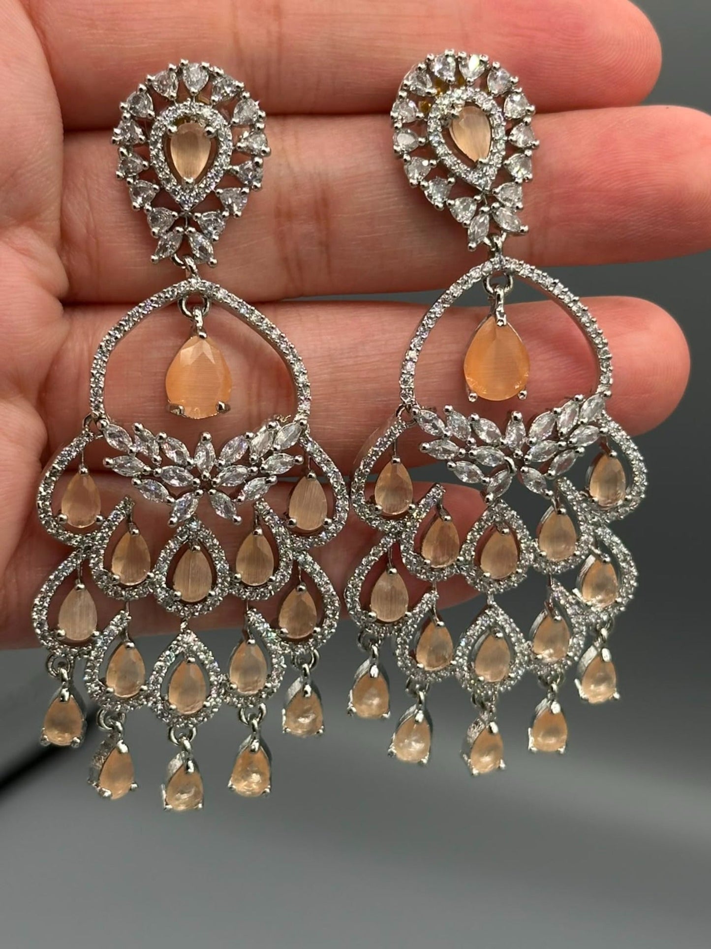 Silver and Champagne-H&A Jewellery Earrings