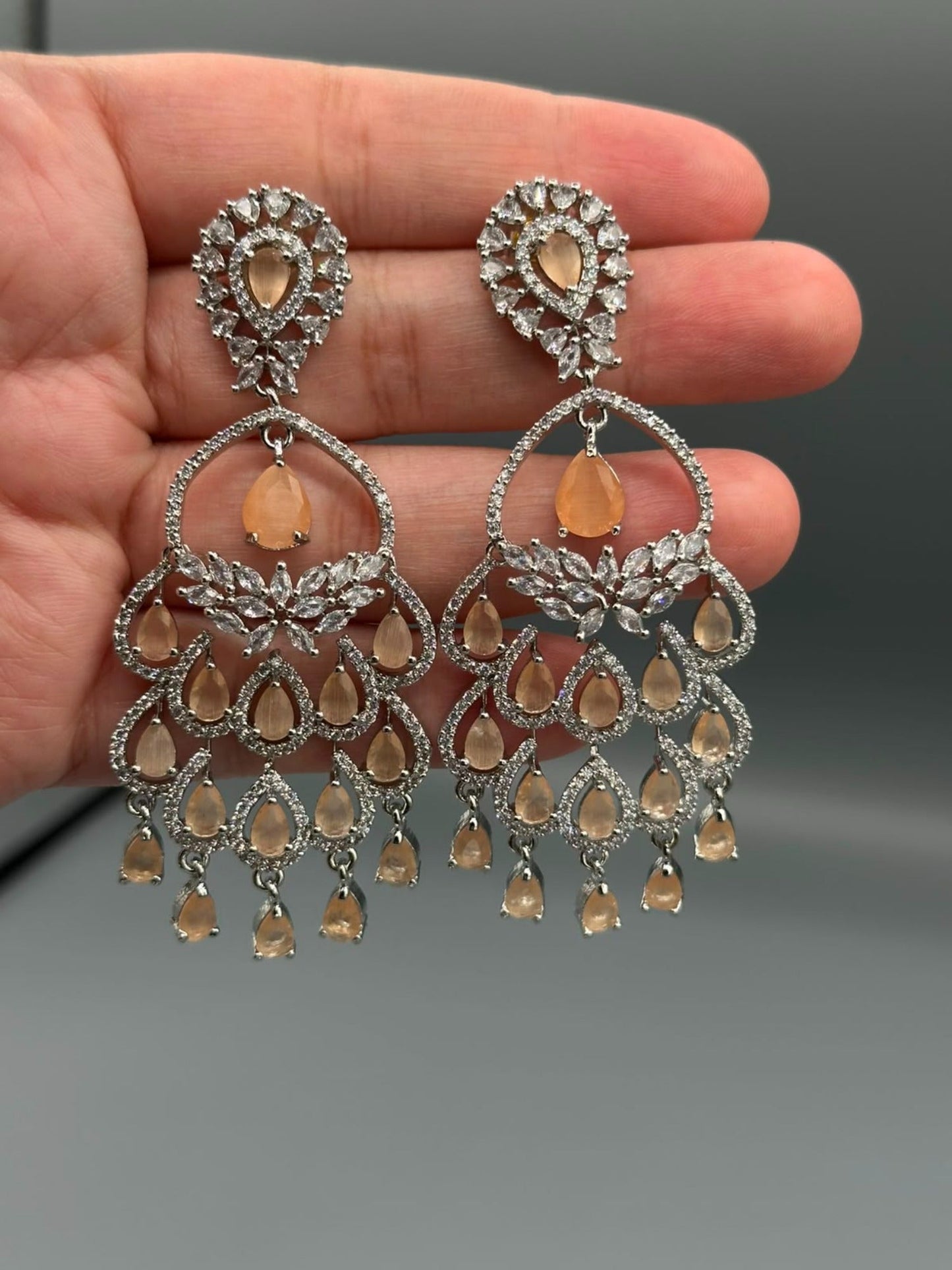 Silver and Champagne-H&A Jewellery Earrings