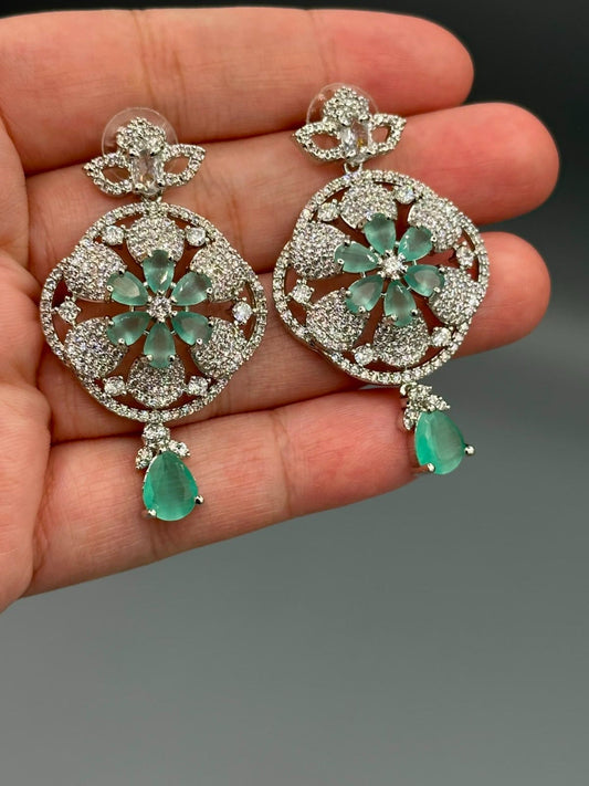 Silver and GREEN-H&A Jewellery Earrings