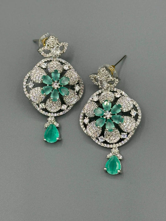 Silver and GREEN-H&A Jewellery Earrings