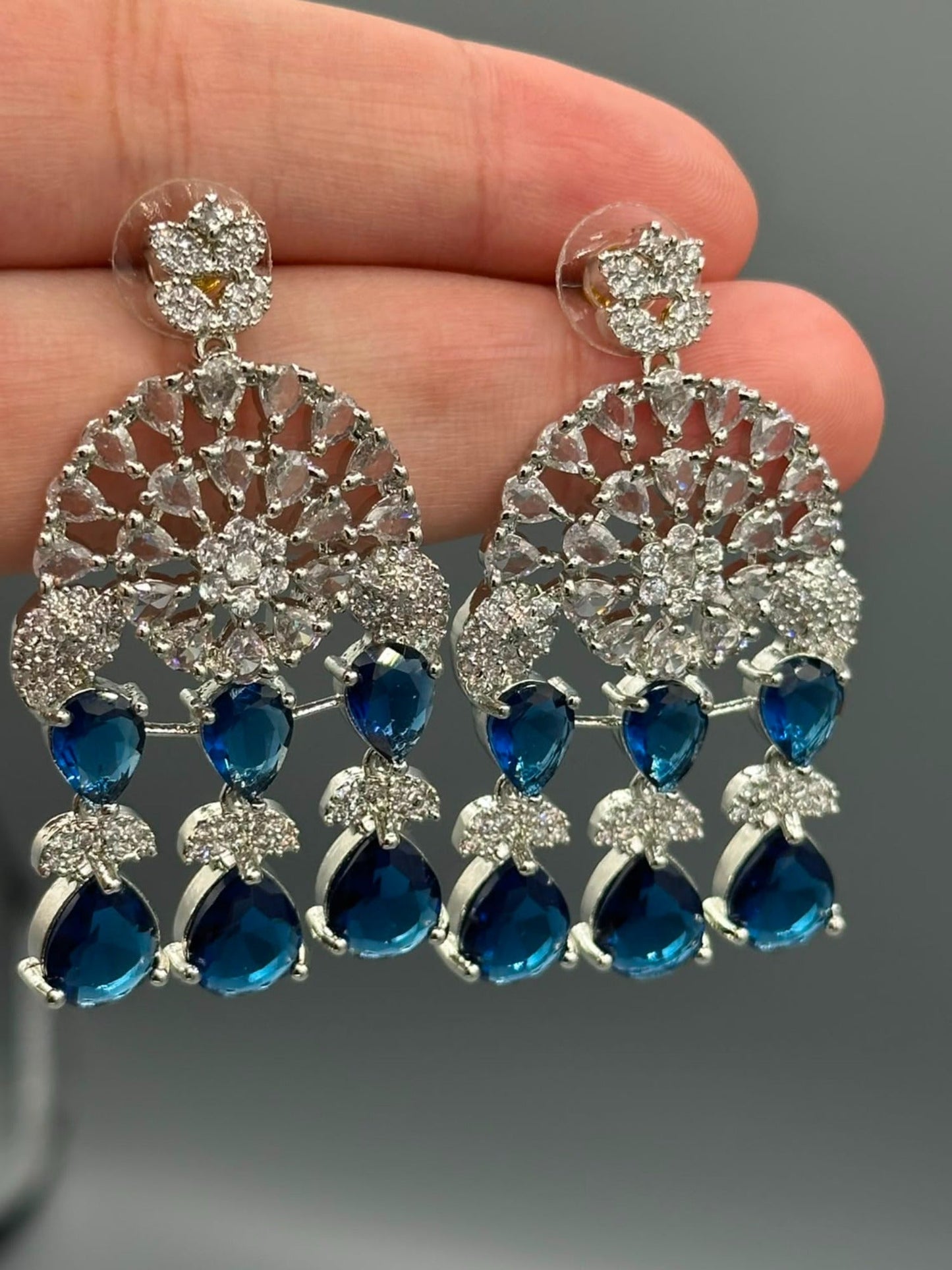 Silver and Blue-H&A Jewellery Earrings