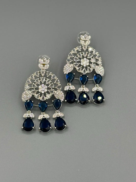 Silver and Blue-H&A Jewellery Earrings