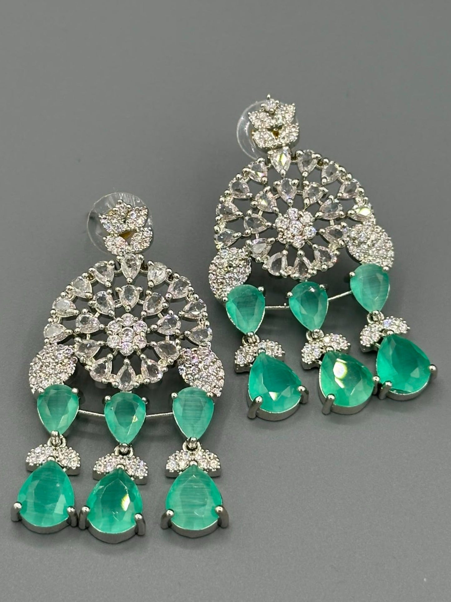 Silver and green-H&A Jewellery Earrings