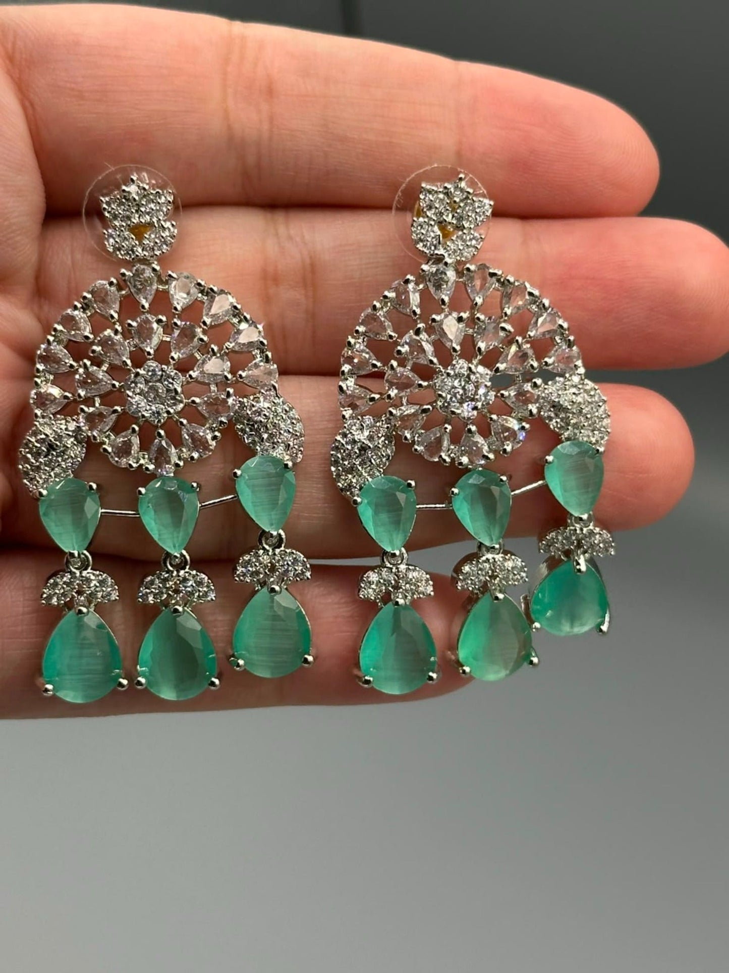 Silver and green-H&A Jewellery Earrings