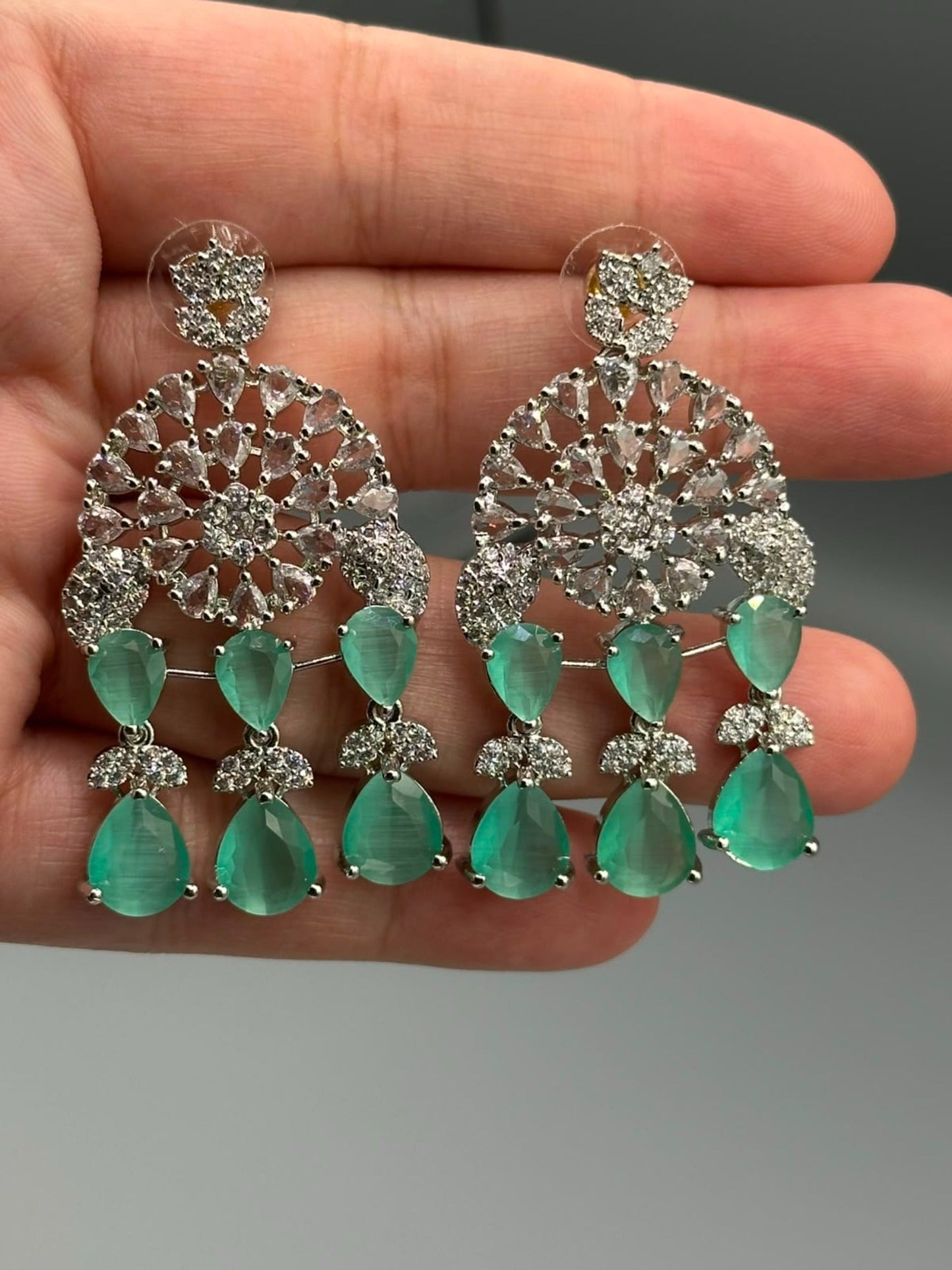 Silver and green-H&A Jewellery Earrings
