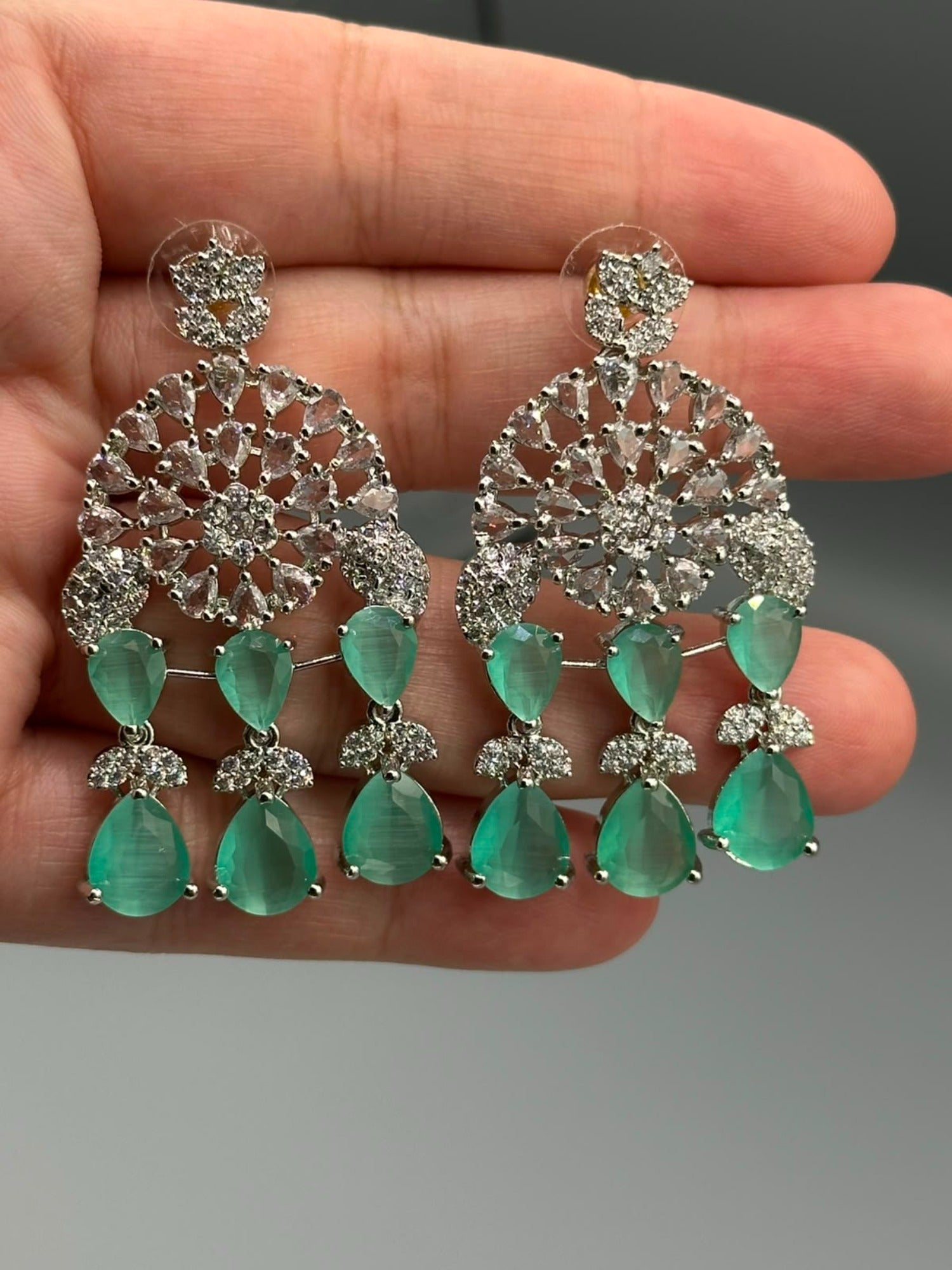 Silver and green-H&A Jewellery Earrings