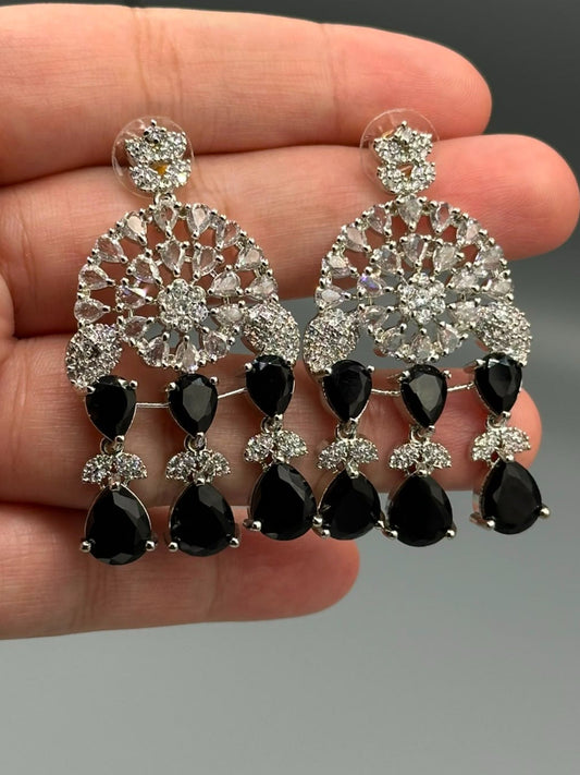 Silver and Black-H&A Jewellery Earrings