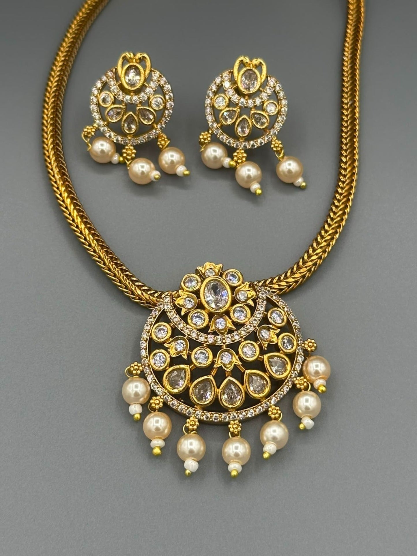 Golden-H&A Jewellery Gold-Plated Polki Jewellery Set 