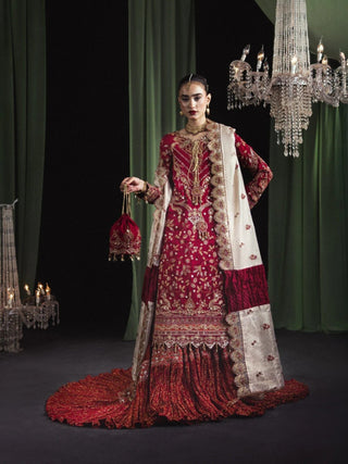 Maroon Sara Jahan Silk Embroidered Lehenga Set NA 05