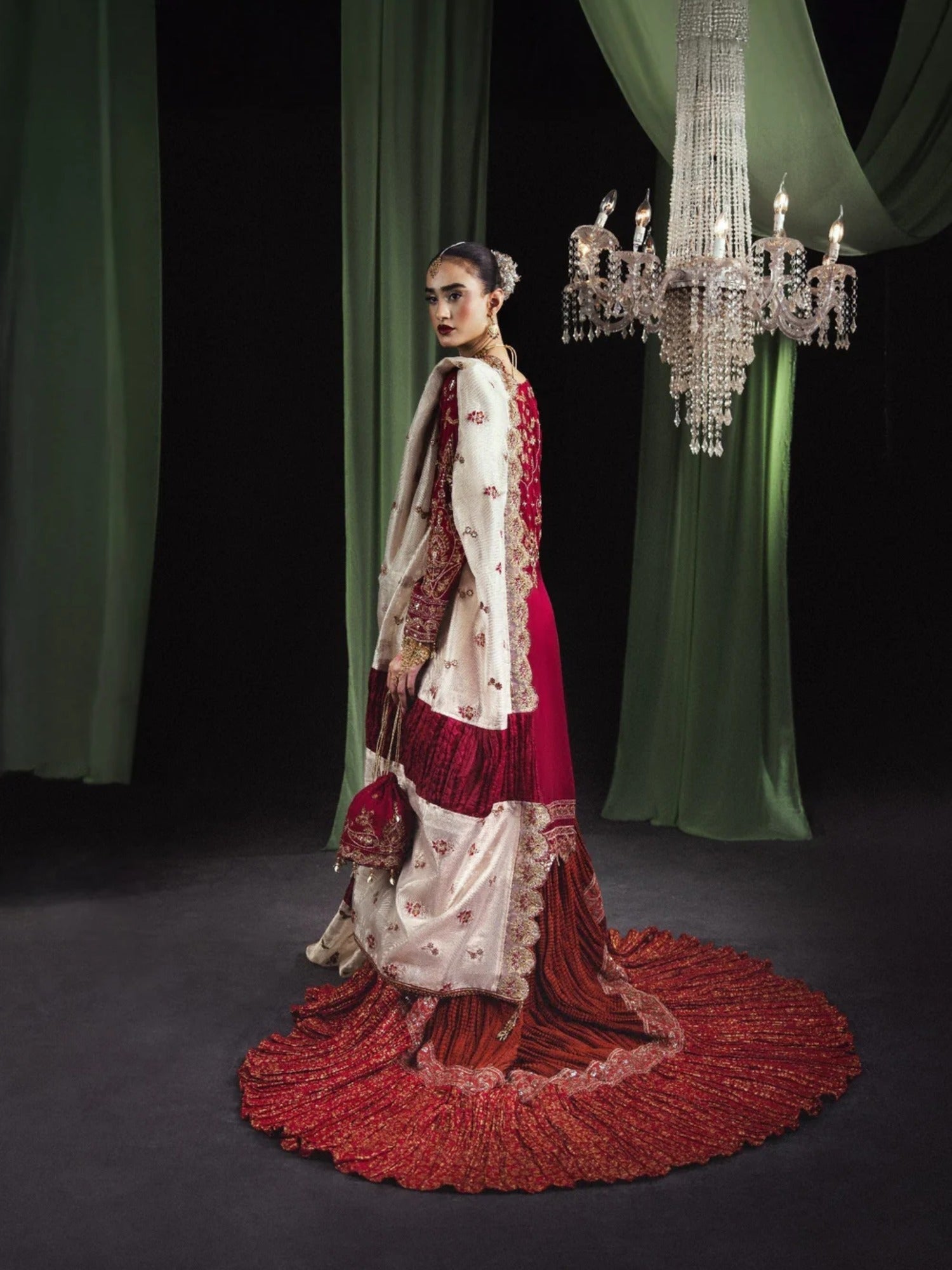 Maroon Sara Jahan Silk Embroidered Lehenga Set-NA-05