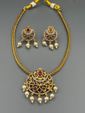 Golden and Pink-H&A Jewellery Gold-Plated Polki Jewellery Set 