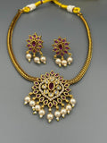 Golden and Pink-H&A Jewellery Gold-Plated Polki Jewellery Set 