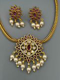 Golden and Pink-H&A Jewellery Gold-Plated Polki Jewellery Set 